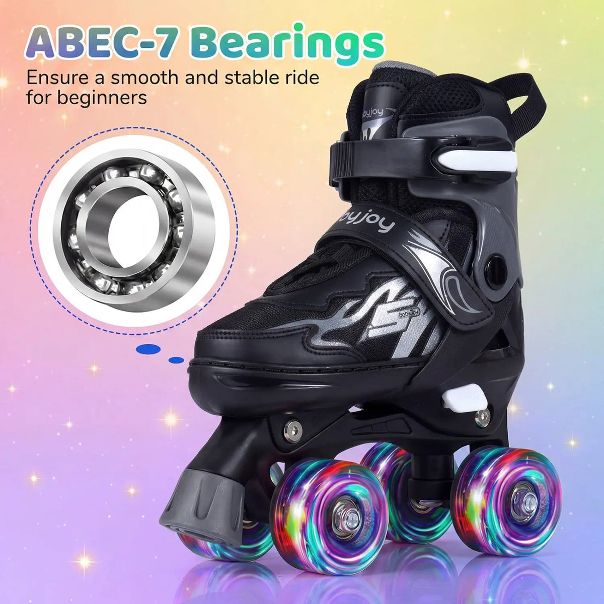 Kids Roller Skates for Girls Boys 4 Sizes Adjustable Quad Skates with Light-up Wheels, photo 19 of 24