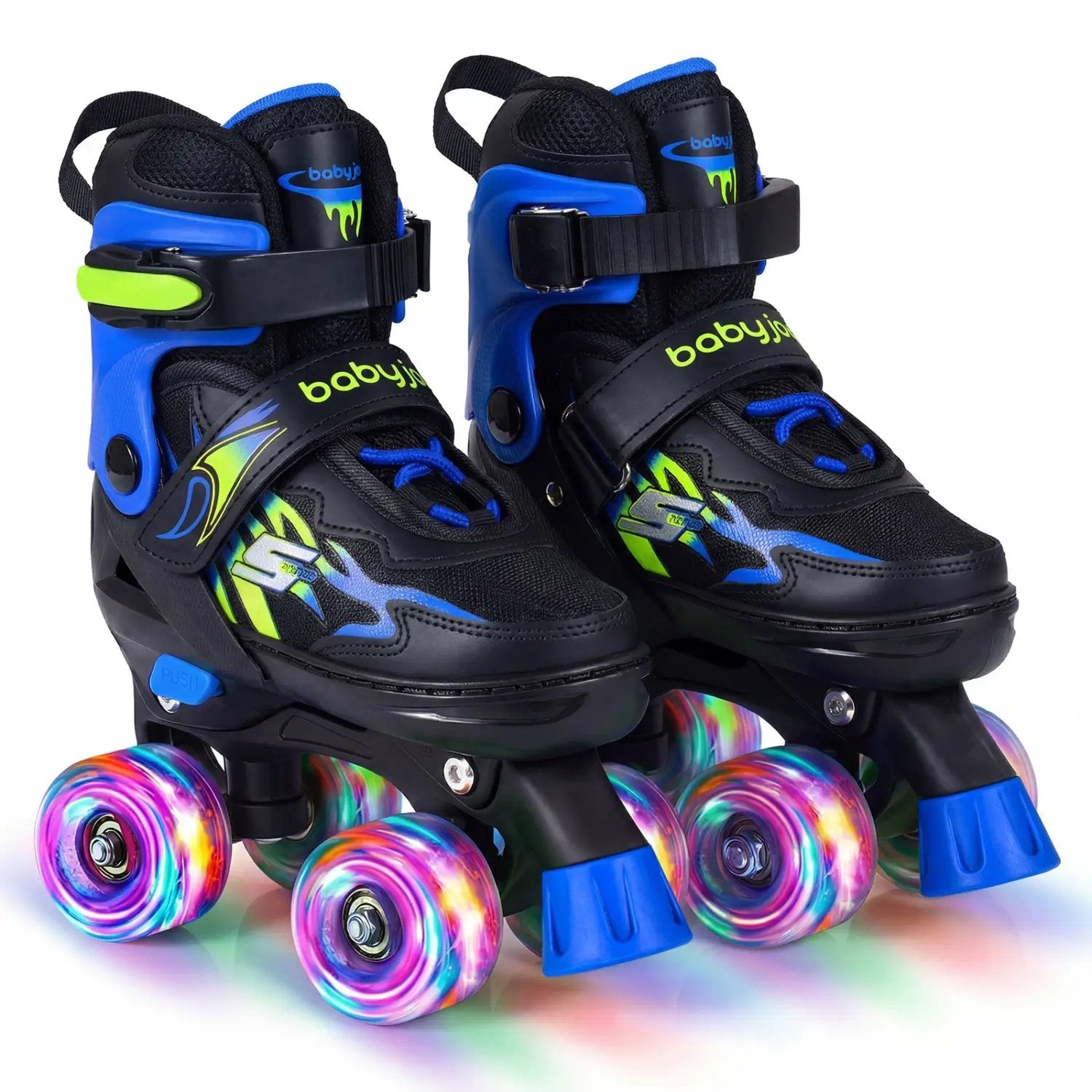 Kids Roller Skates for Girls Boys 4 Sizes Adjustable Quad Skates with Light-up Wheels by DirectDeals