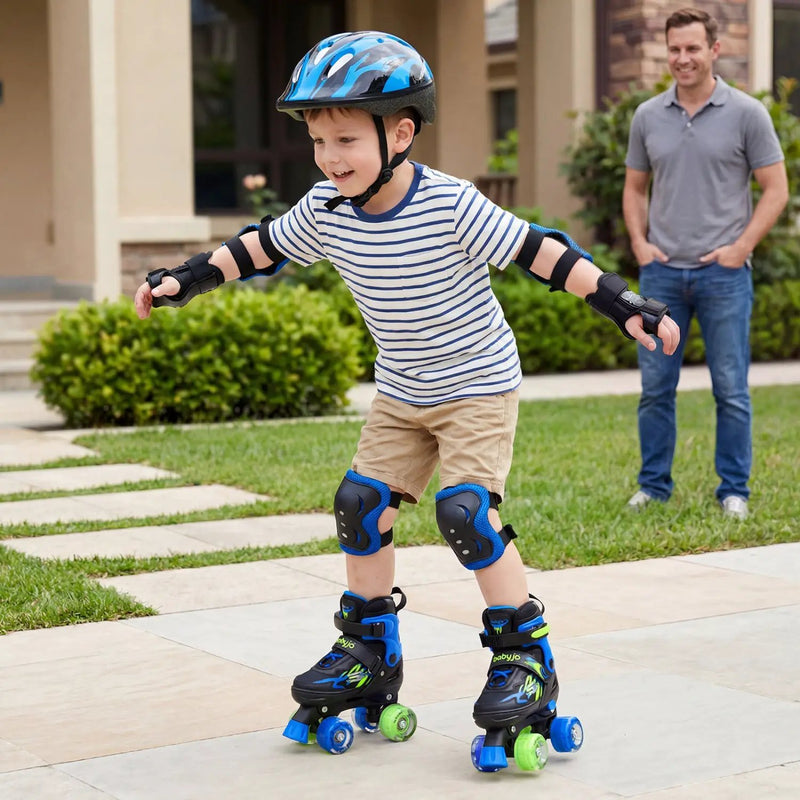 Kids Roller Skates for Girls Boys 4 Sizes Adjustable Quad Skates with Light-up Wheels by DirectDeals