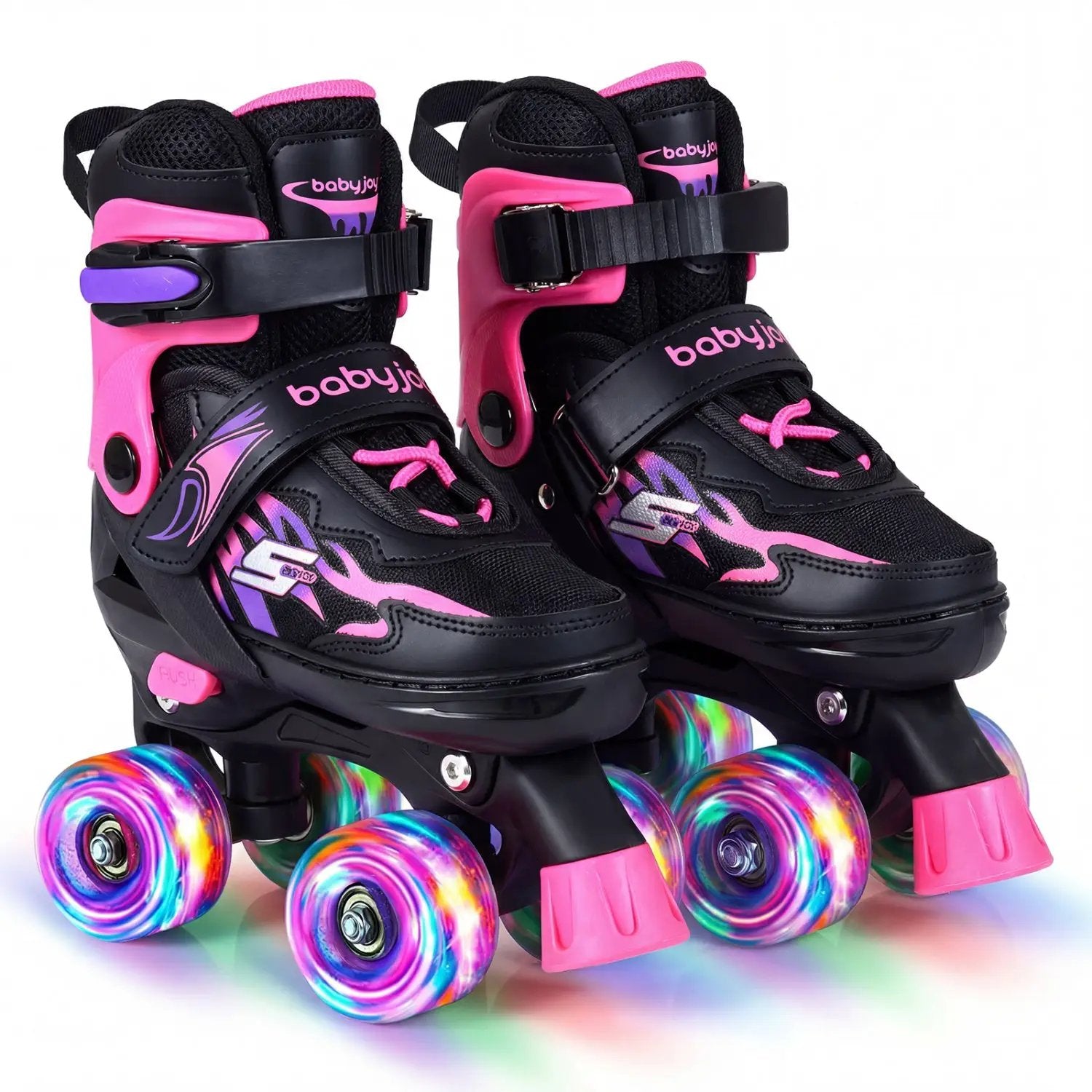 Kids Roller Skates for Girls Boys 4 Sizes Adjustable Quad Skates with Light-up Wheels by DirectDeals