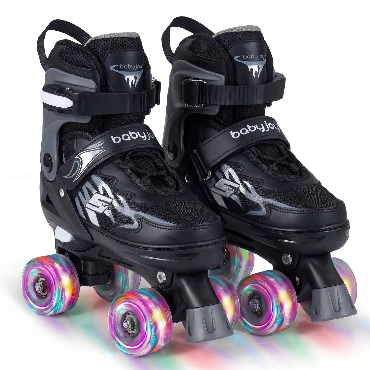 Kids Roller Skates for Girls Boys 4 Sizes Adjustable Quad Skates with Light-up Wheels for Outdoor by DirectDeals