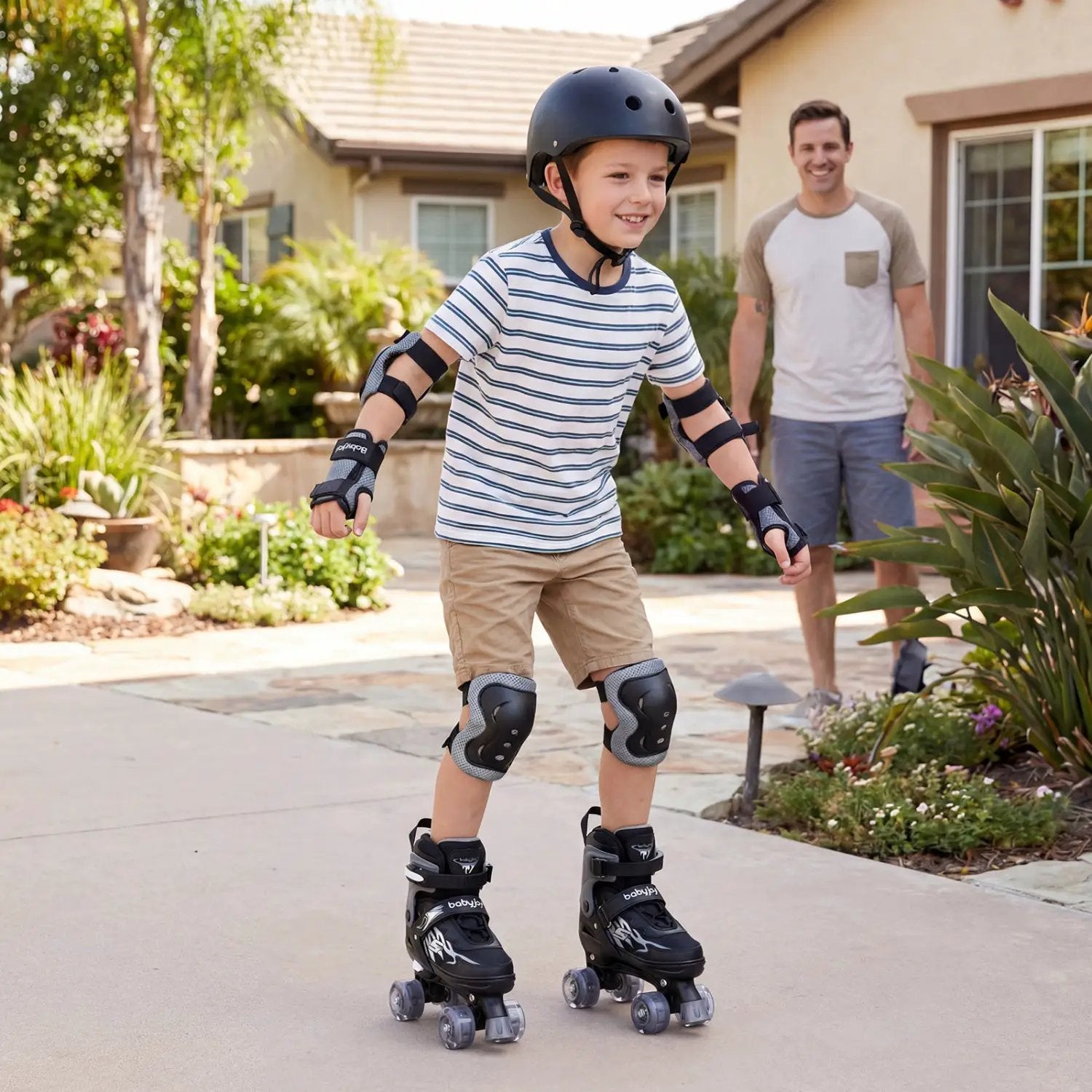 Kids Roller Skates for Girls Boys 4 Sizes Adjustable Quad Skates with Light-up Wheels for Outdoor by DirectDeals