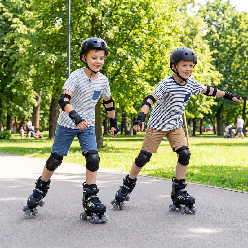 Kids Roller Skates for Girls Boys 4 Sizes Adjustable Quad Skates with Light-up Wheels for Outdoor by DirectDeals