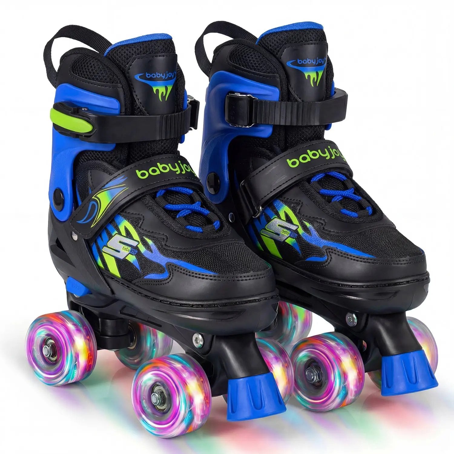 Kids Roller Skates for Girls Boys 4 Sizes Adjustable Quad Skates with Light-up Wheels for Outdoor by DirectDeals