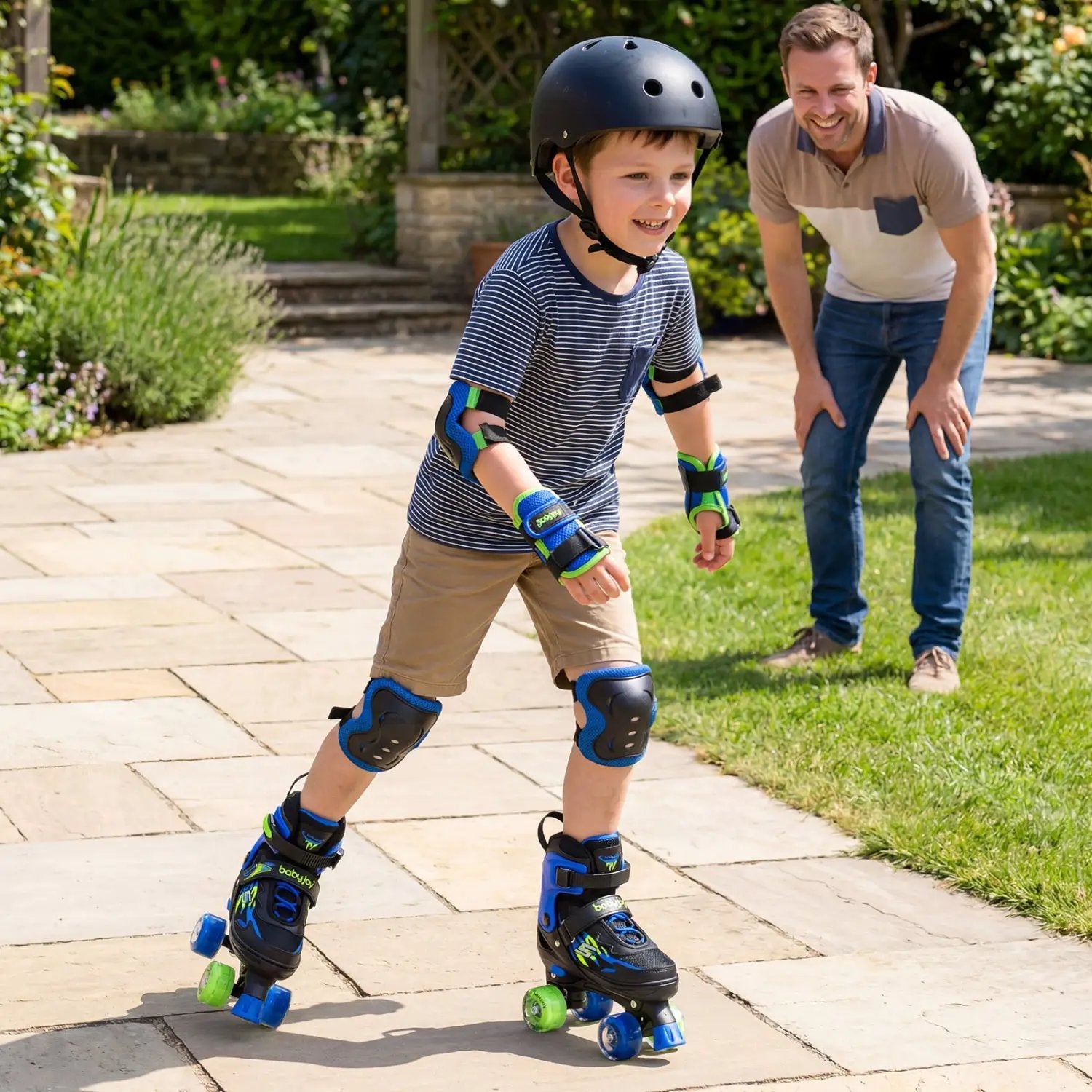 Kids Roller Skates for Girls Boys 4 Sizes Adjustable Quad Skates with Light-up Wheels for Outdoor by DirectDeals