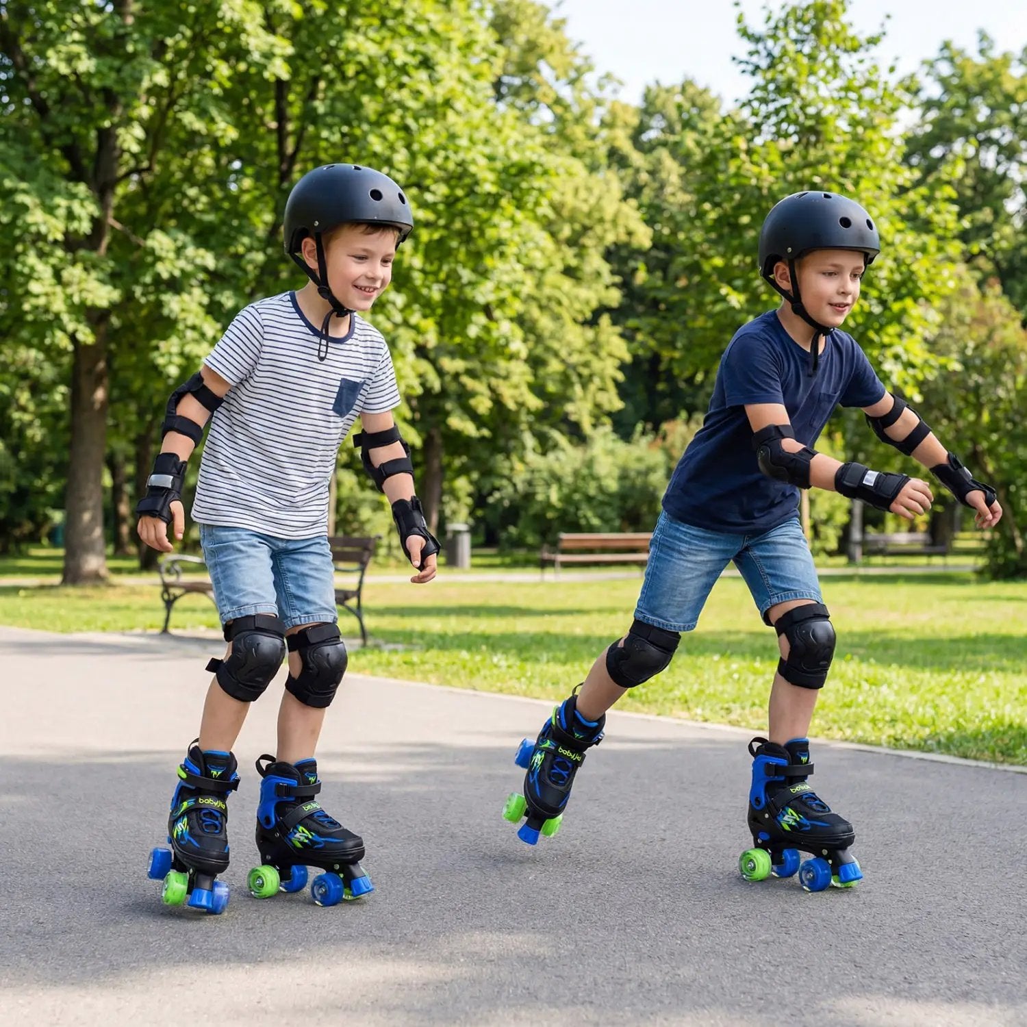 Kids Roller Skates for Girls Boys 4 Sizes Adjustable Quad Skates with Light-up Wheels for Outdoor by DirectDeals