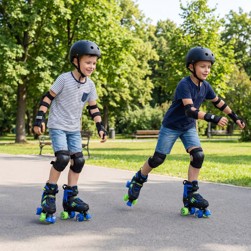 Kids Roller Skates for Girls Boys 4 Sizes Adjustable Quad Skates with Light-up Wheels for Outdoor by DirectDeals