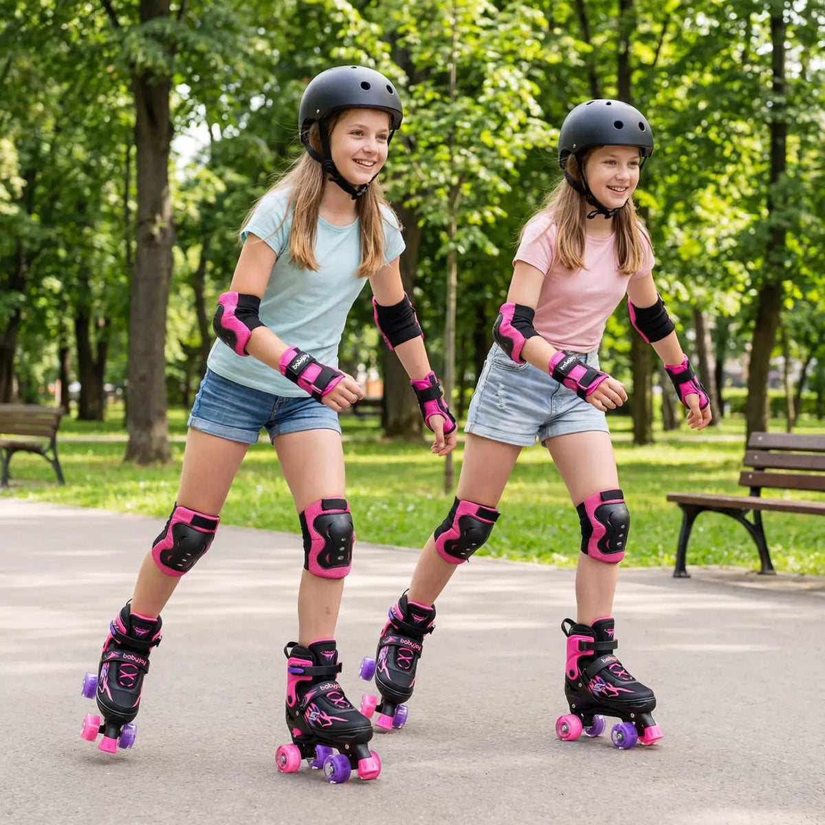 Kids Roller Skates for Girls Boys Teens 4 Sizes Adjustable Quad Skates with Light-up Wheels