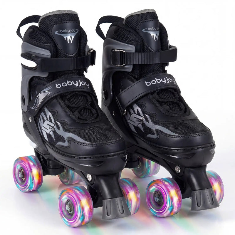 Kids Roller Skates for Girls Boys Teens 4 Sizes Adjustable Quad Skates with Light-up Wheels by DirectDeals