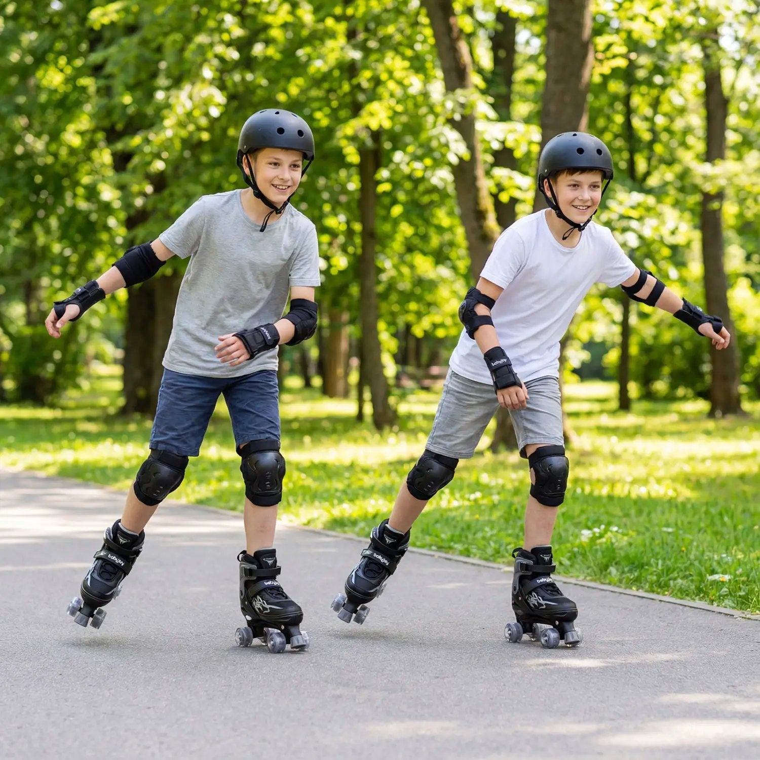 Kids Roller Skates for Girls Boys Teens 4 Sizes Adjustable Quad Skates with Light-up Wheels by DirectDeals