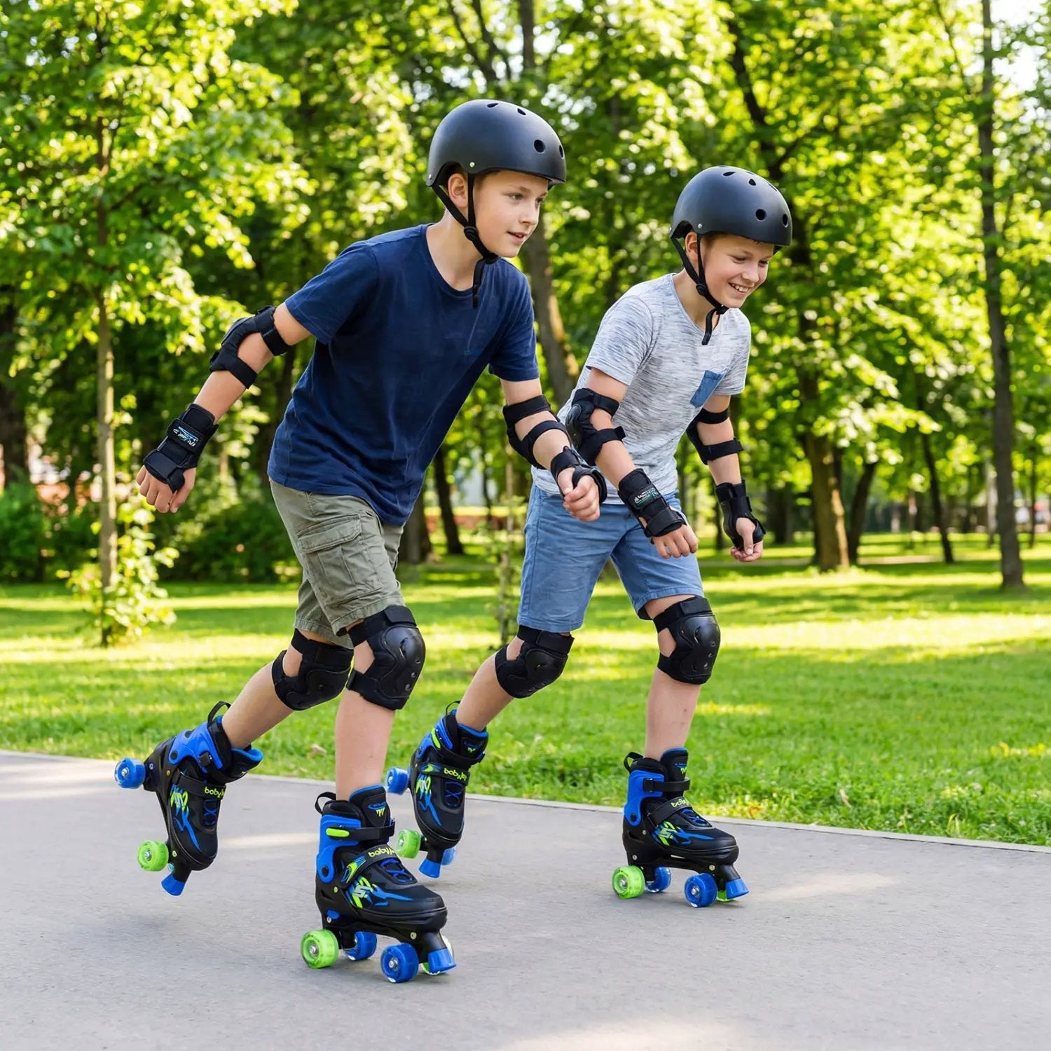Kids Roller Skates for Girls Boys Teens 4 Sizes Adjustable Quad Skates with Light-up Wheels by DirectDeals