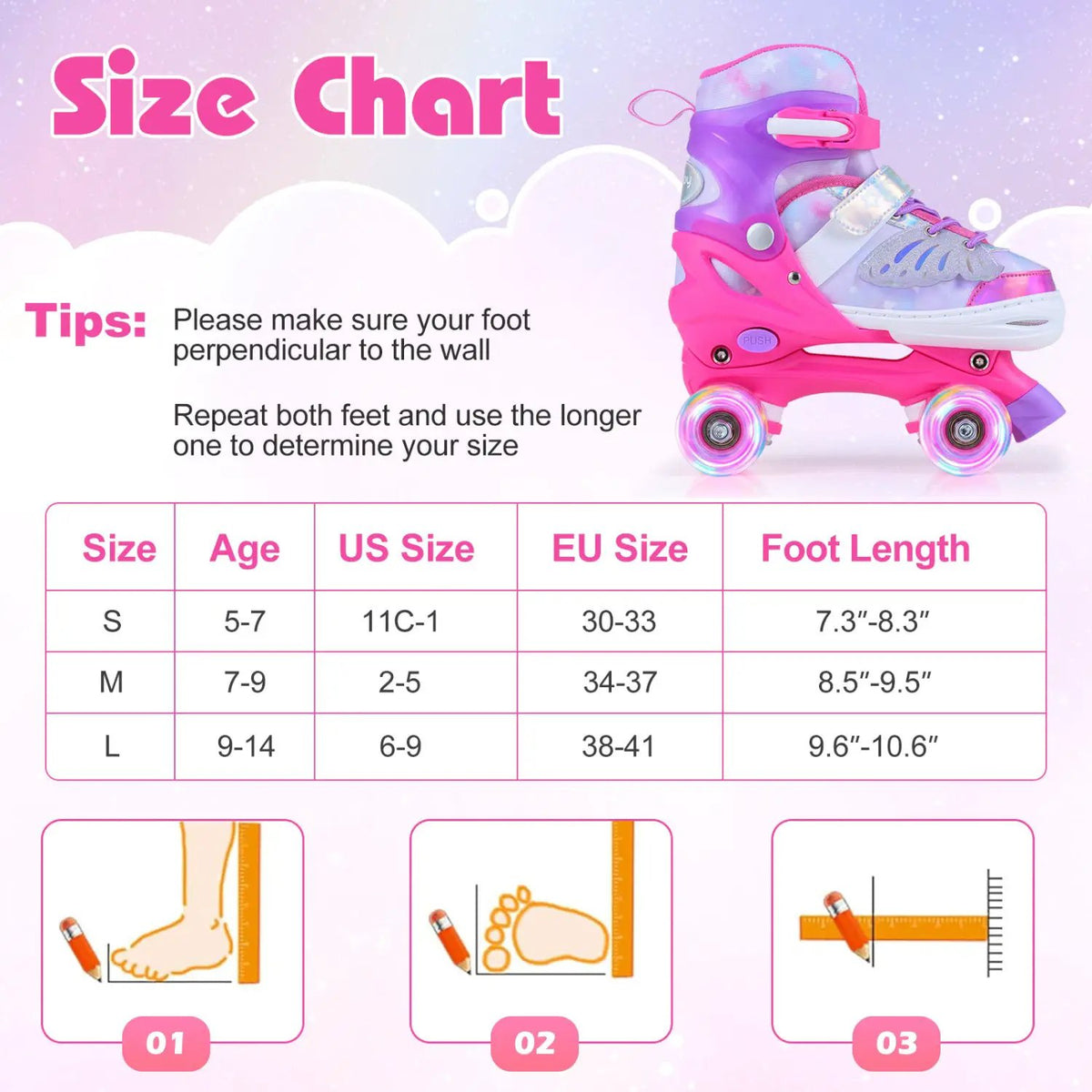 Kids Roller Skates for Toddlers Ages 7-9 with 4 Light up Wheels, photo 4 of 16