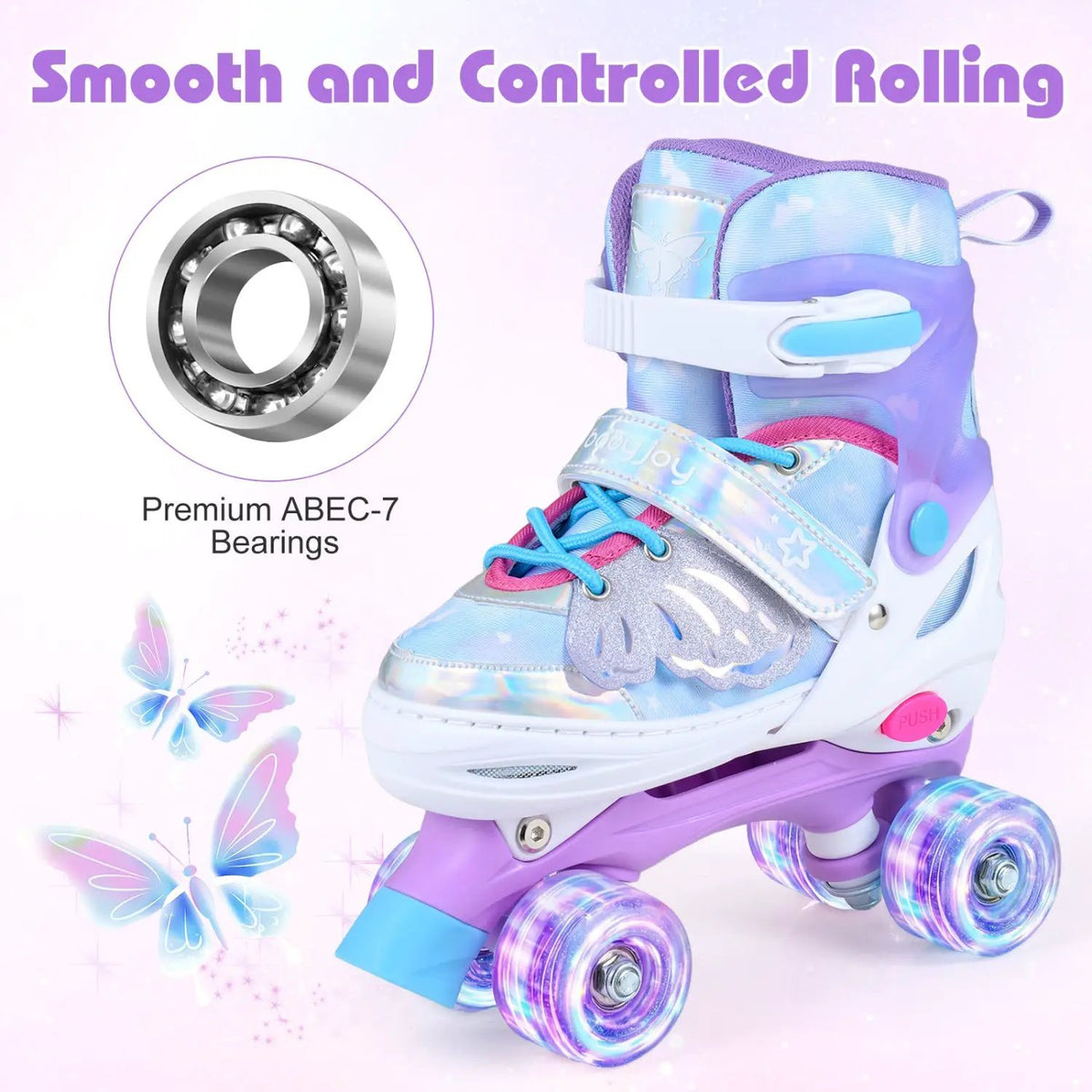 Kids Roller Skates for Toddlers Ages 7-9 with 4 Light up Wheels, photo 15 of 16