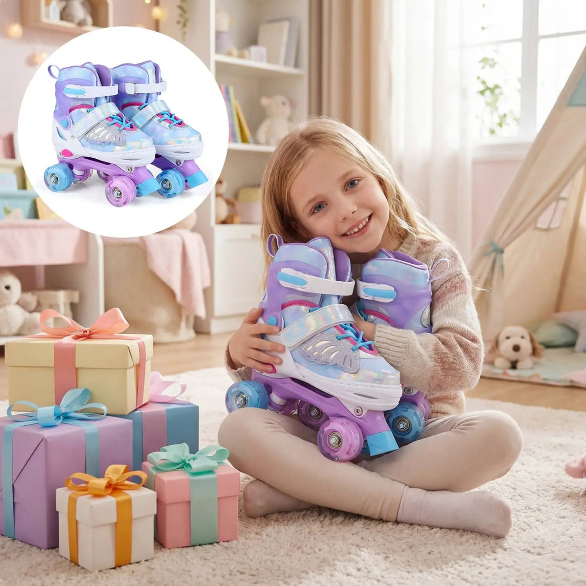 Kids Roller Skates for Toddlers Ages 7-9 with 4 Light up Wheels, photo 12 of 16