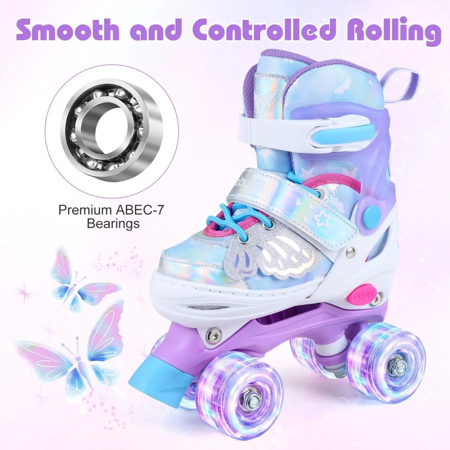 Kids Roller Skates for Toddlers Ages 5-7 with 4 Light-up Wheels by DirectDeals