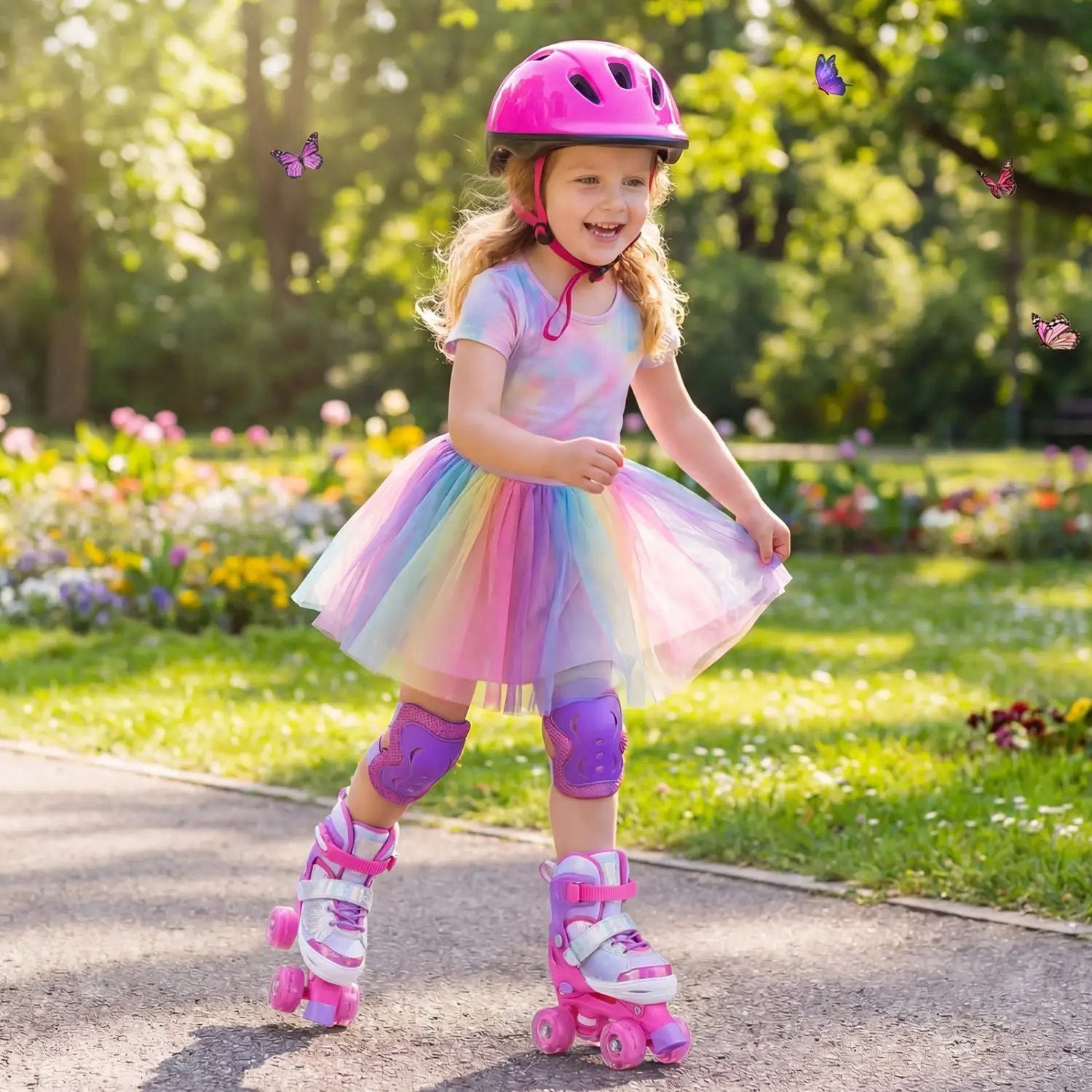 Kids Roller Skates for Toddlers Ages 5-7 with 4 Light-up Wheels by DirectDeals