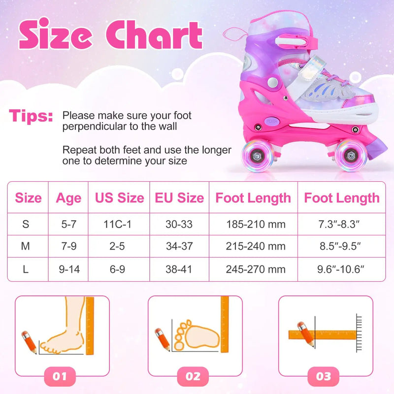 Kids Roller Skates for Toddlers Ages 5-7 with 4 Light-up Wheels by DirectDeals