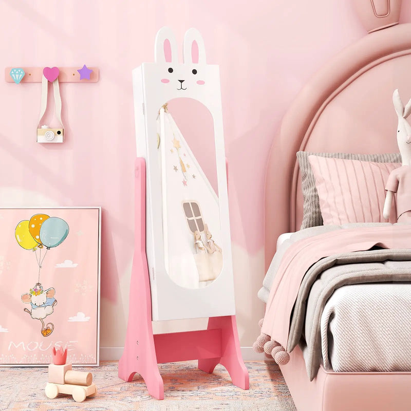Kids Vanity Table Set with Mirror, Chair & Storage - White by DirectDeals