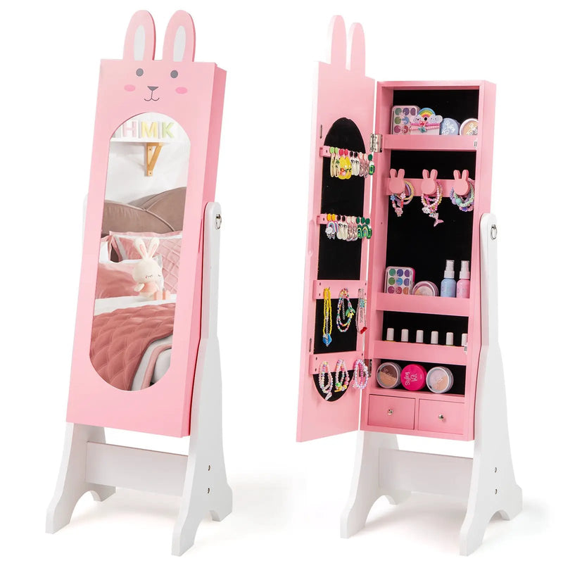 Kids Vanity Table Set with Mirror, Chair & Storage - White by DirectDeals