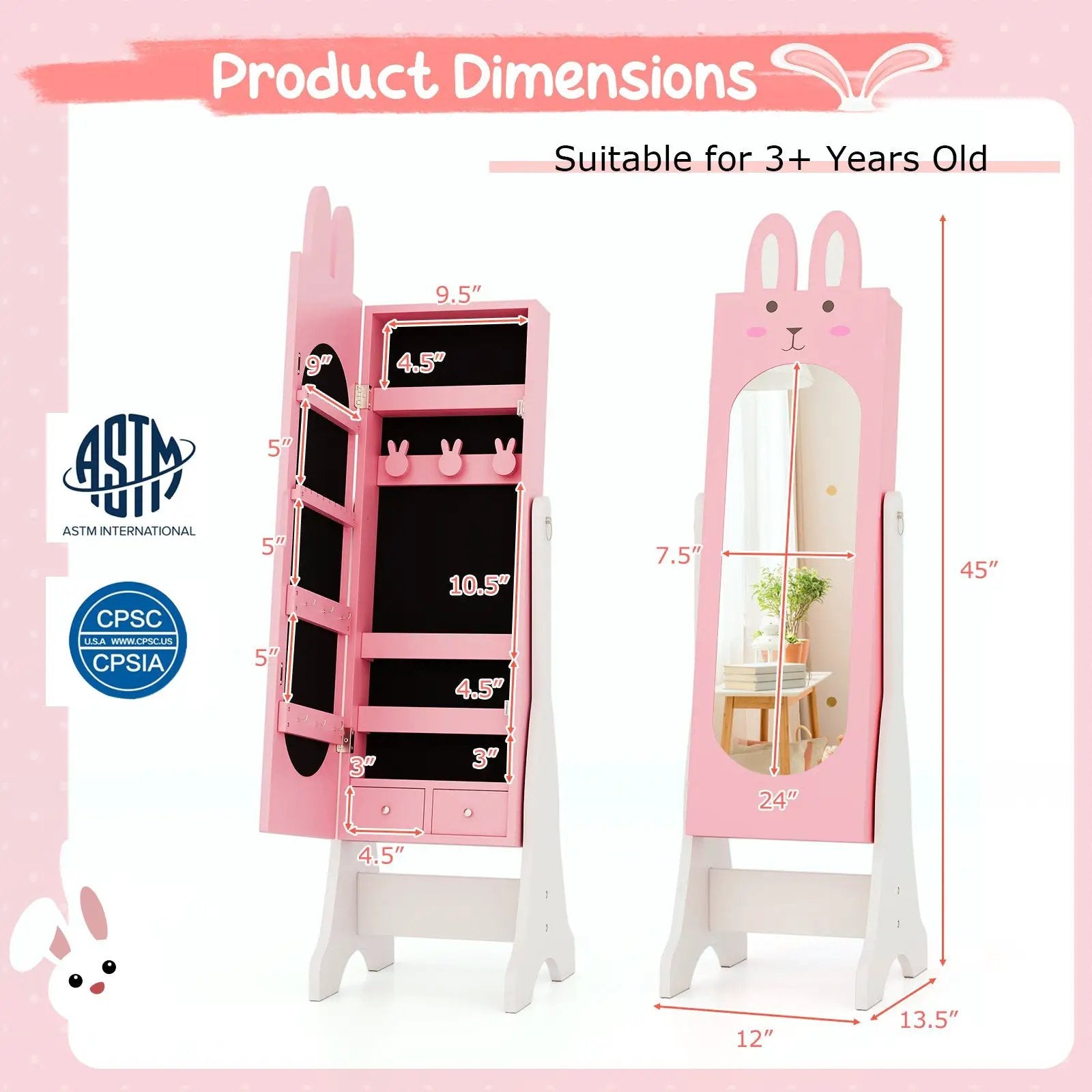 Kids Vanity Table Set with Mirror, Chair & Storage - White by DirectDeals