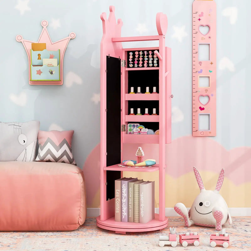 Kids Room Furniture Set Princess Vanity Table and Stool Set with Mirror and Drawer by DirectDeals