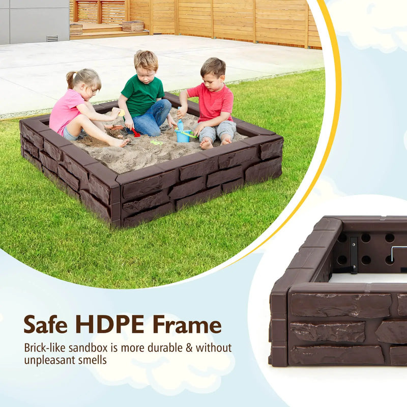 2-In-1 HDPE Kids Sandbox with Cover and Bottom Liner by DirectDeals