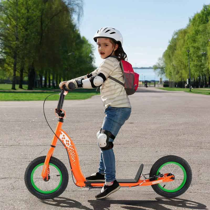 Kids Scooter Youth Kick Scooter with Adjustable Height Handlebar 12-Inch Inflatable Wheels by DirectDeals