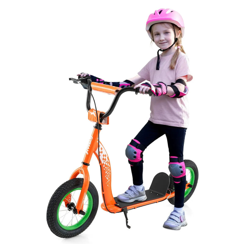Kids Scooter Youth Kick Scooter with Adjustable Height Handlebar 12-Inch Inflatable Wheels by DirectDeals
