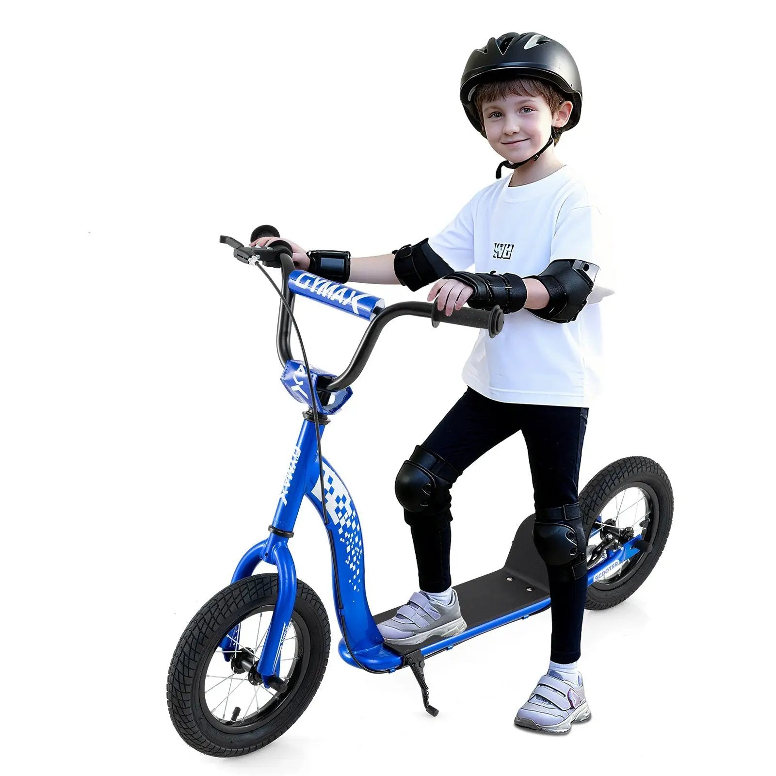 Kids Scooter Youth Kick Scooter with Adjustable Height Handlebar 12-Inch Inflatable Wheels by DirectDeals
