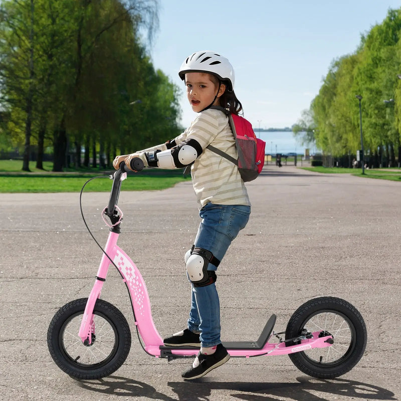 Kids Scooter Youth Kick Scooter with Adjustable Height Handlebar 12-Inch Inflatable Wheels by DirectDeals
