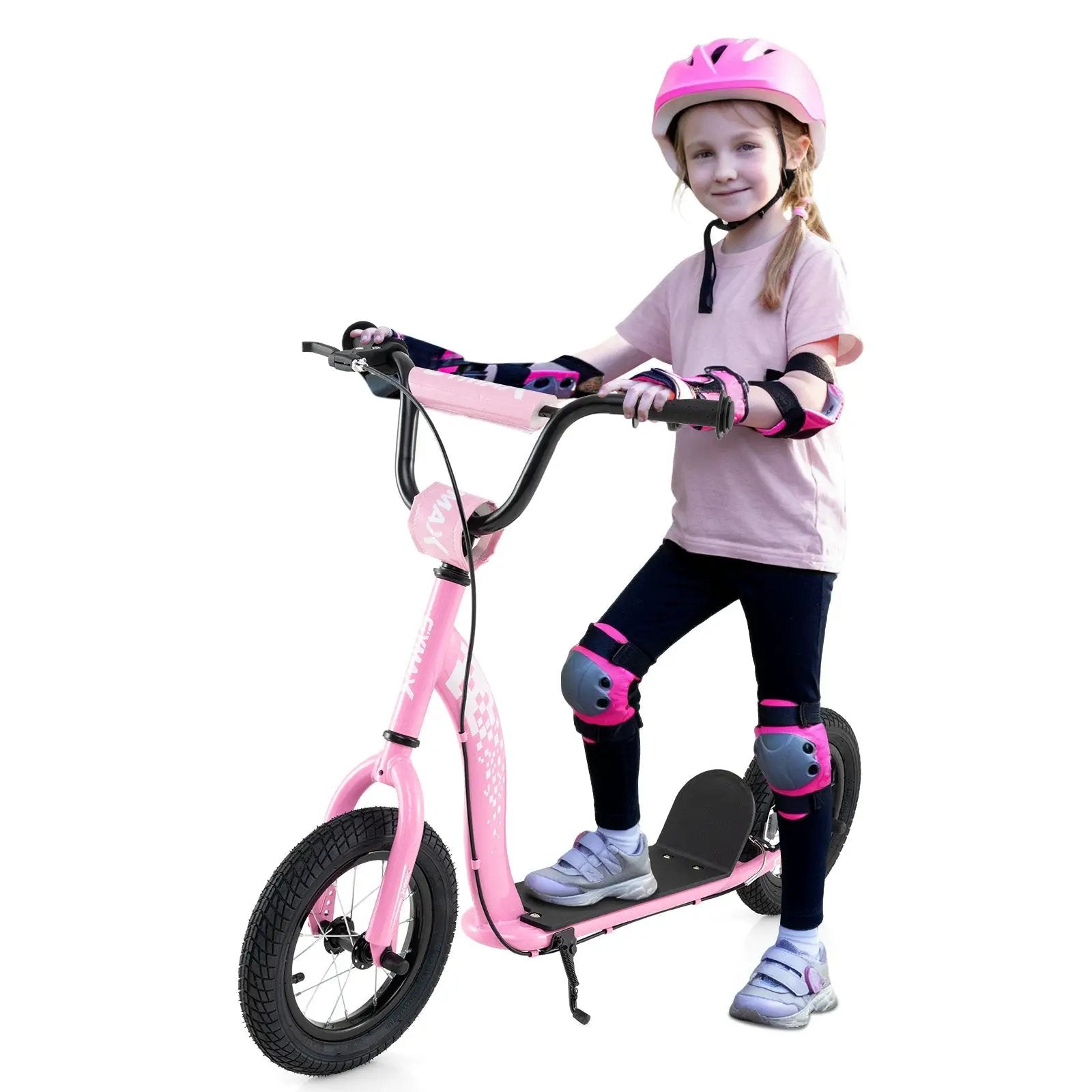 Kids Scooter Youth Kick Scooter with Adjustable Height Handlebar 12-Inch Inflatable Wheels by DirectDeals