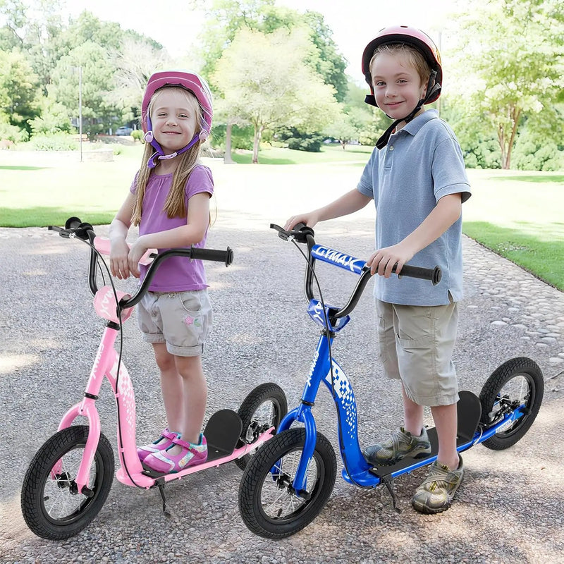 Kids Scooter Youth Kick Scooter with Adjustable Height Handlebar 12-Inch Inflatable Wheels by DirectDeals