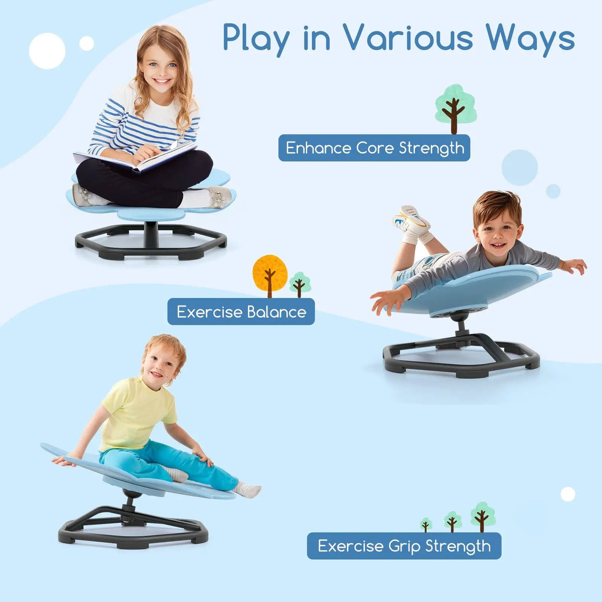 Kids Sensory Swivel Chair Elephant Petal 360° Spinning Chair, photo 6 of 9