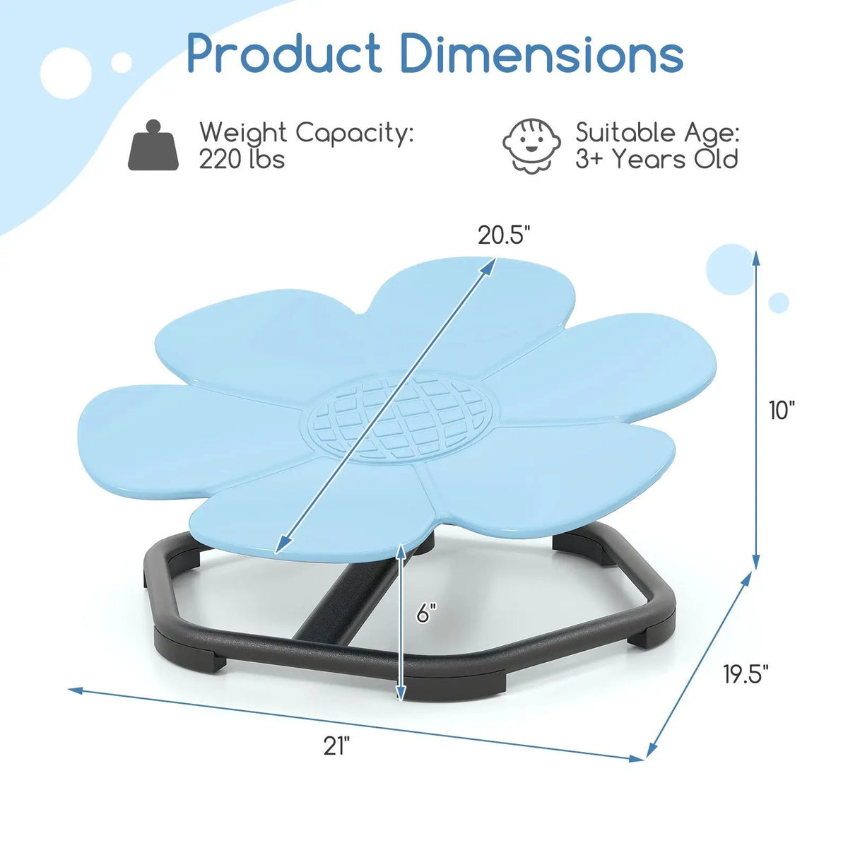 Kids Sensory Swivel Chair Elephant Petal 360° Spinning Chair, photo 5 of 9