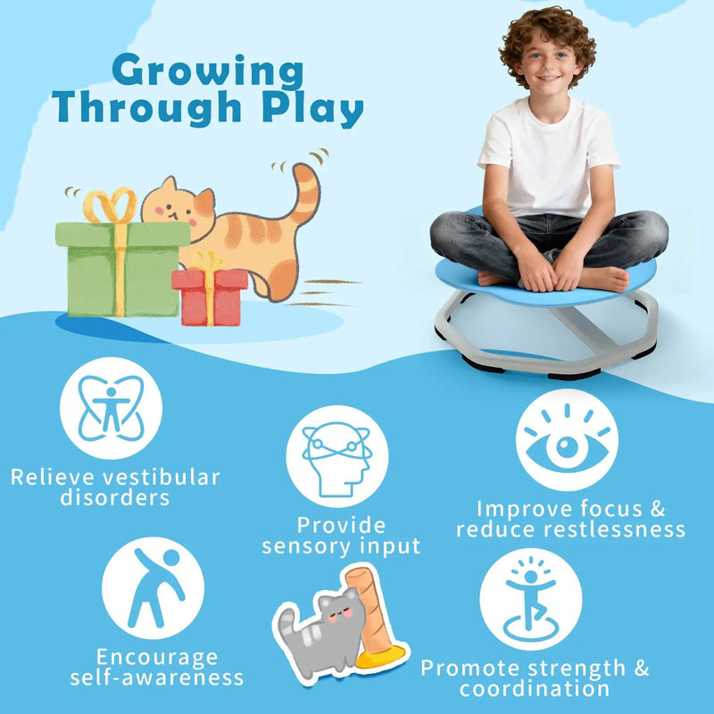 Kids Sensory Swivel Chair Cat Claw 360¬∞ Spinning Chair with Non-Slip Metal Base by DirectDeals