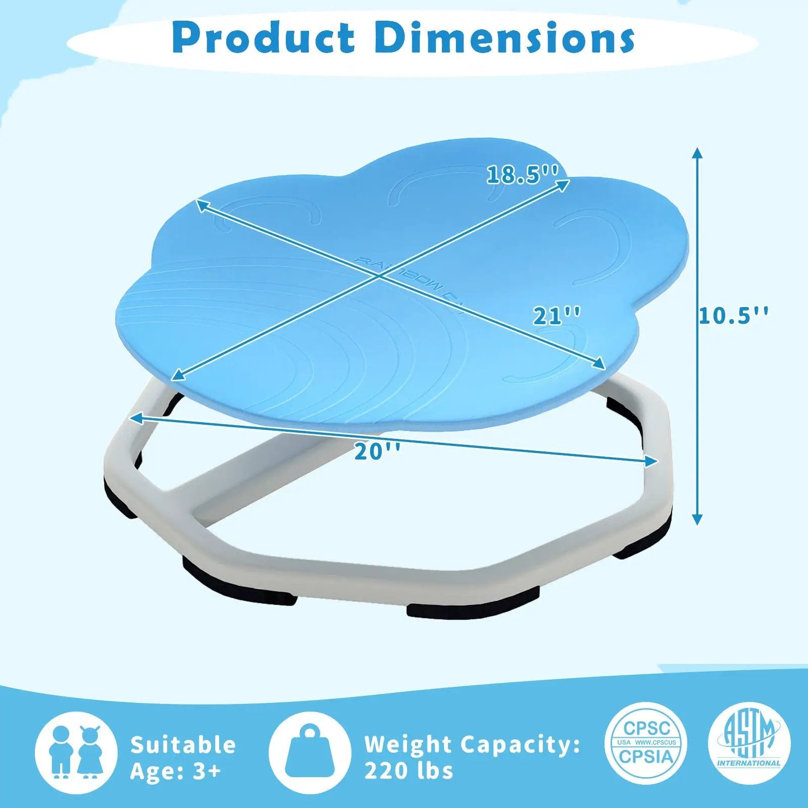 Kids Sensory Swivel Chair Cat Claw 360¬∞ Spinning Chair with Non-Slip Metal Base by DirectDeals