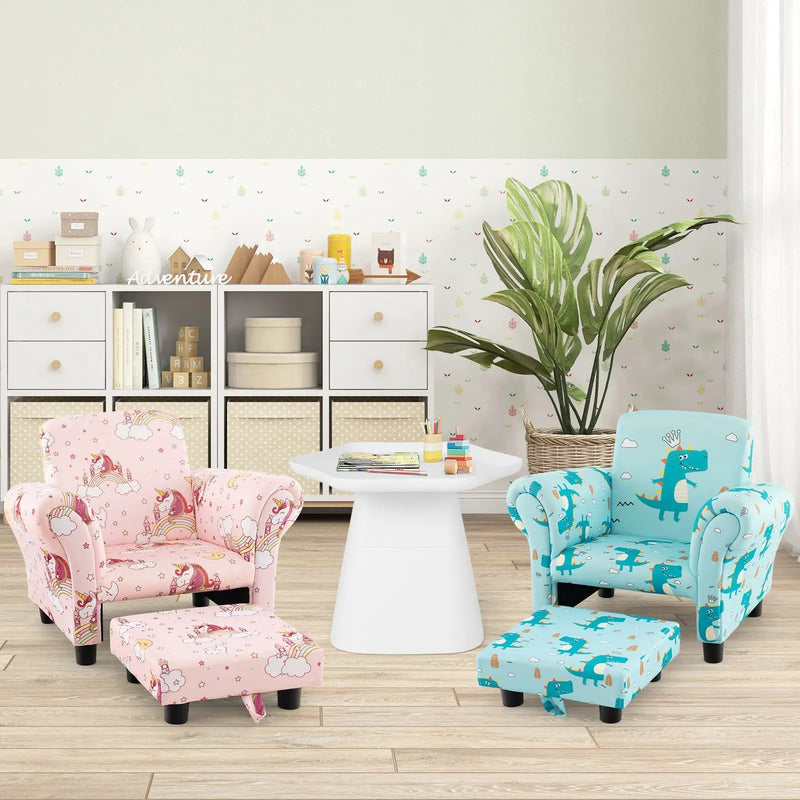 Kids Single Sofa with Cute Patterns Ergonomic Backrest and Armrests by DirectDeals