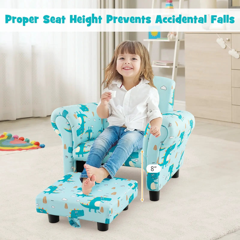 Kids Single Sofa with Cute Patterns Ergonomic Backrest and Armrests by DirectDeals