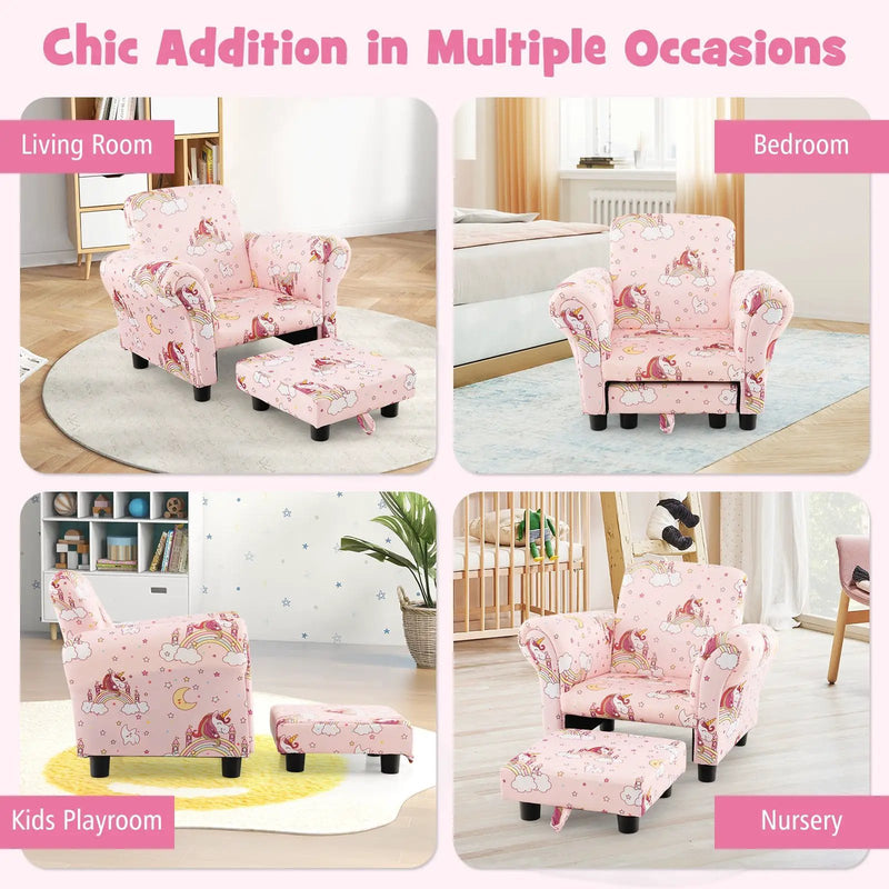 Kids Single Sofa with Cute Patterns Ergonomic Backrest and Armrests by DirectDeals