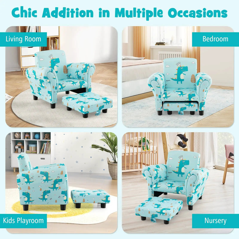 Kids Single Sofa with Cute Patterns Ergonomic Backrest and Armrests by DirectDeals