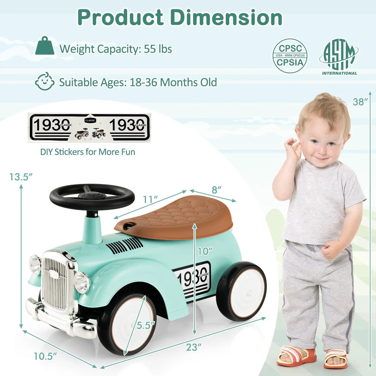 Kids Sit to Stand Vehicle with Working Steering Wheel and Under Seat Storage, photo 5 of 10