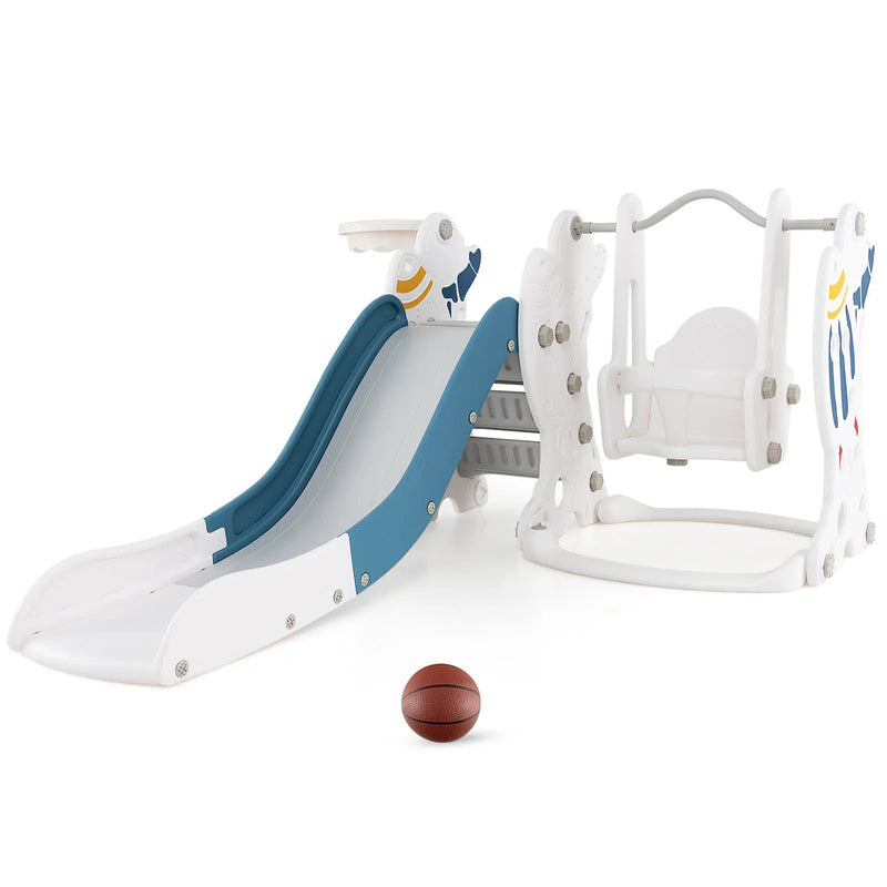 4-in-1 Kids Slide and Swing Set with Basketball Hoop by DirectDeals