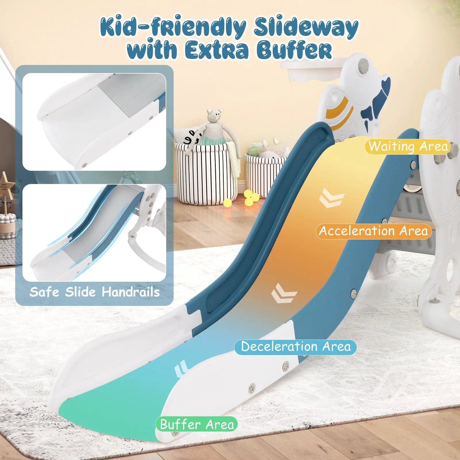 4-in-1 Kids Slide and Swing Set with Basketball Hoop by DirectDeals