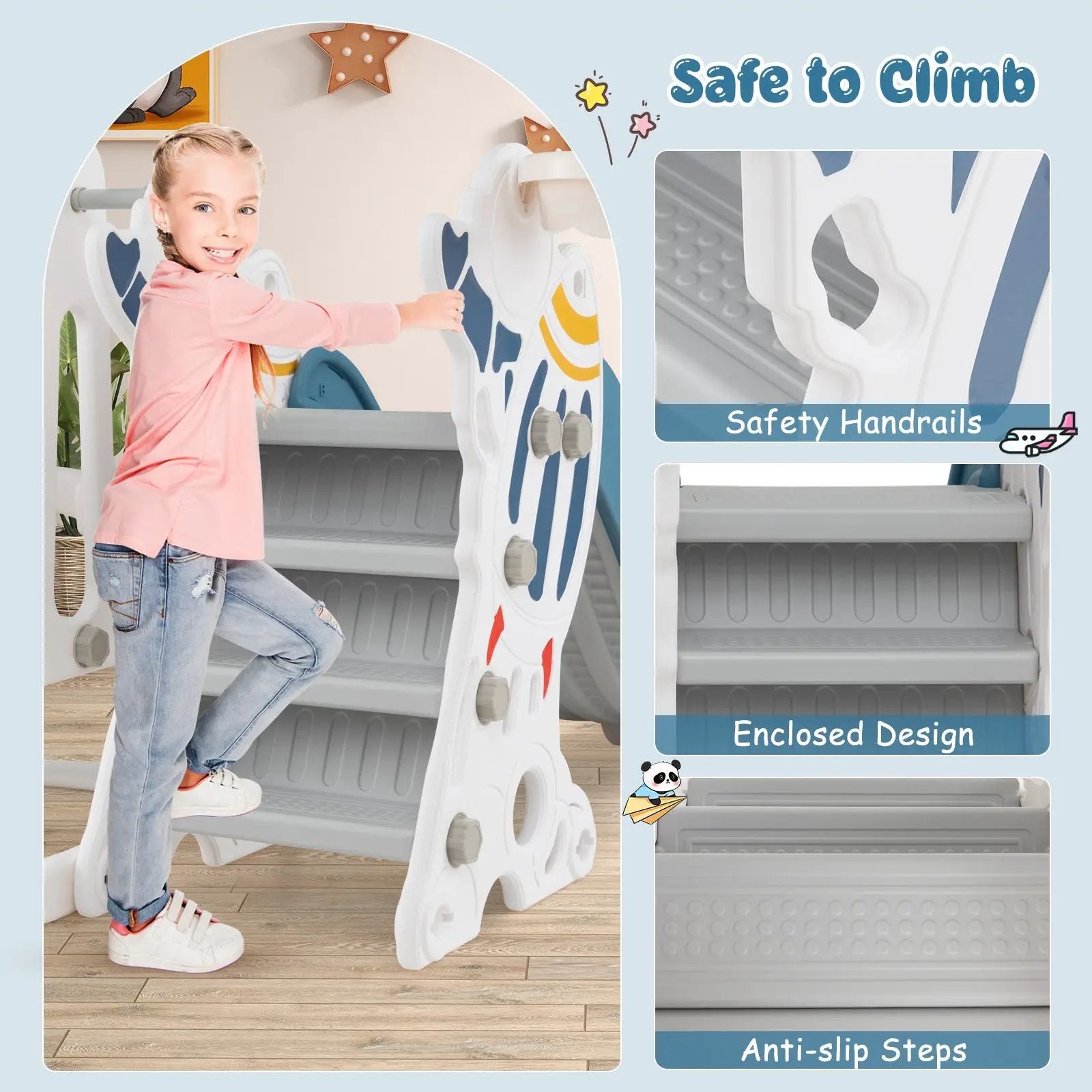 4-in-1 Kids Slide and Swing Set with Basketball Hoop by DirectDeals