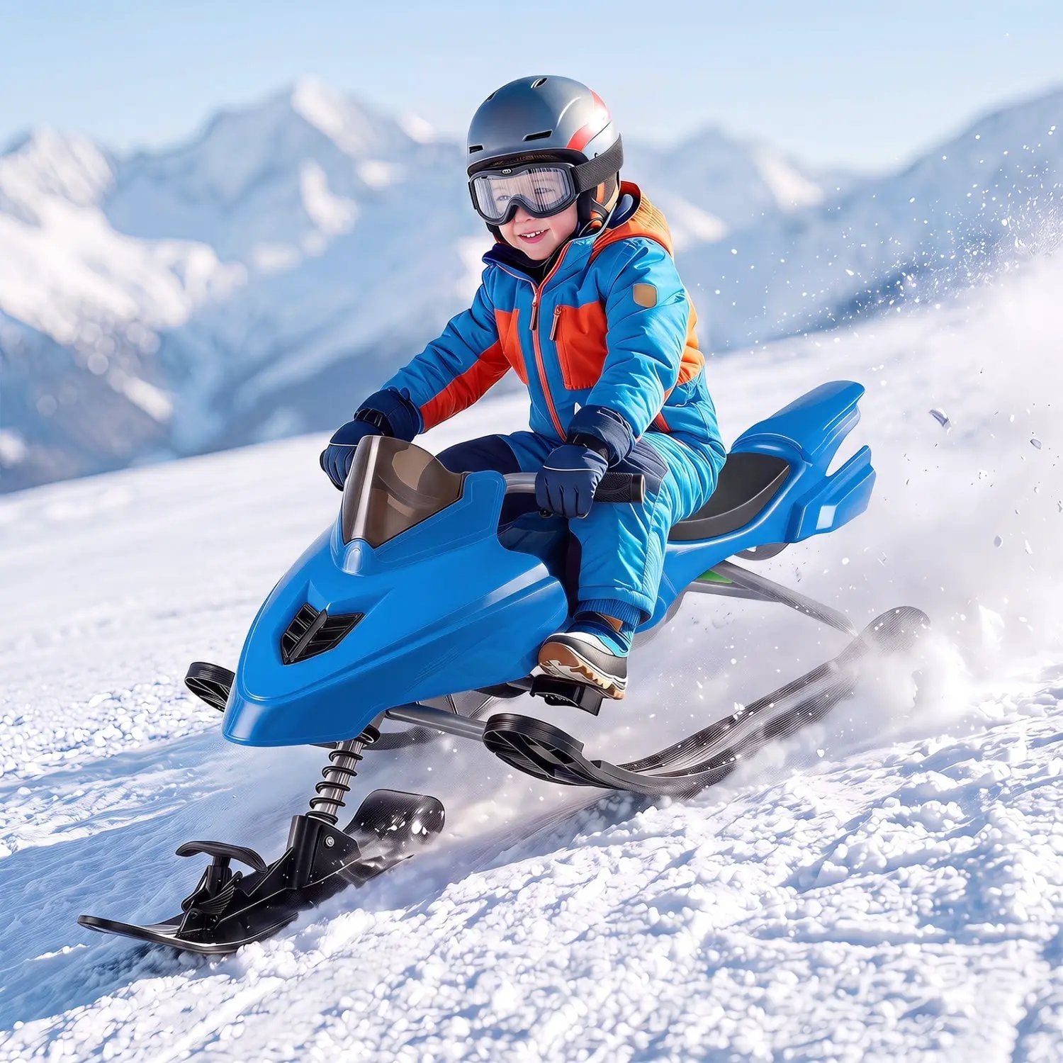 Snow Racer Sled with Brakes and Steering Handle for Kids by DirectDeals