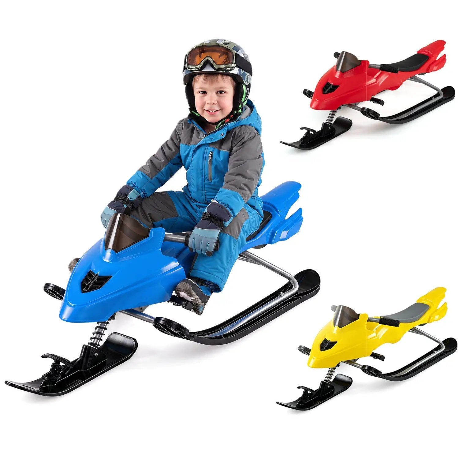 Snow Racer Sled with Brakes and Steering Handle for Kids by DirectDeals