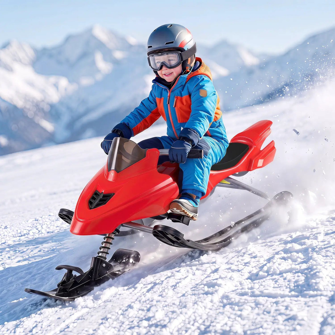Snow Racer Sled with Brakes and Steering Handle for Kids by DirectDeals