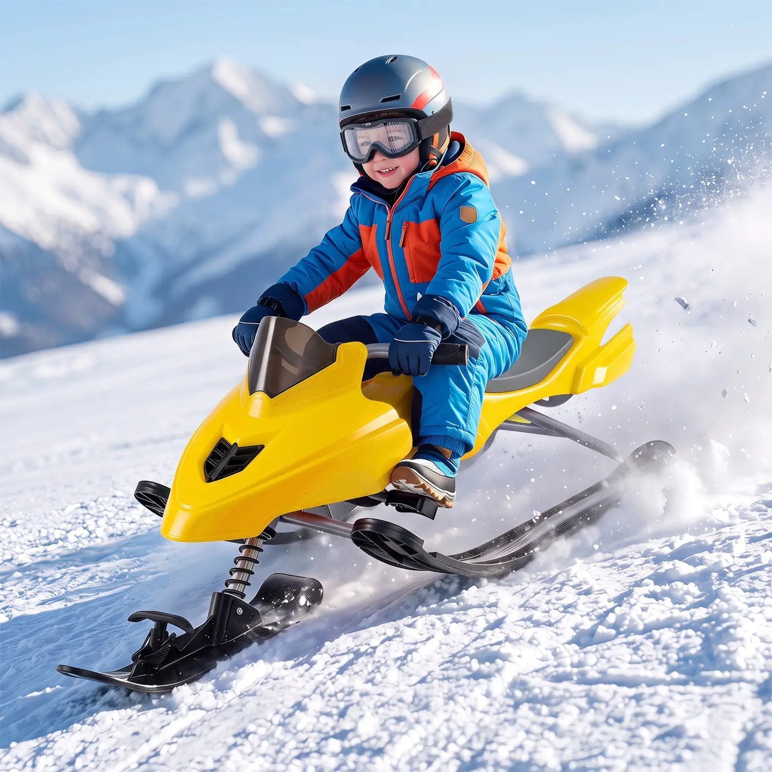Snow Racer Sled with Brakes and Steering Handle for Kids by DirectDeals