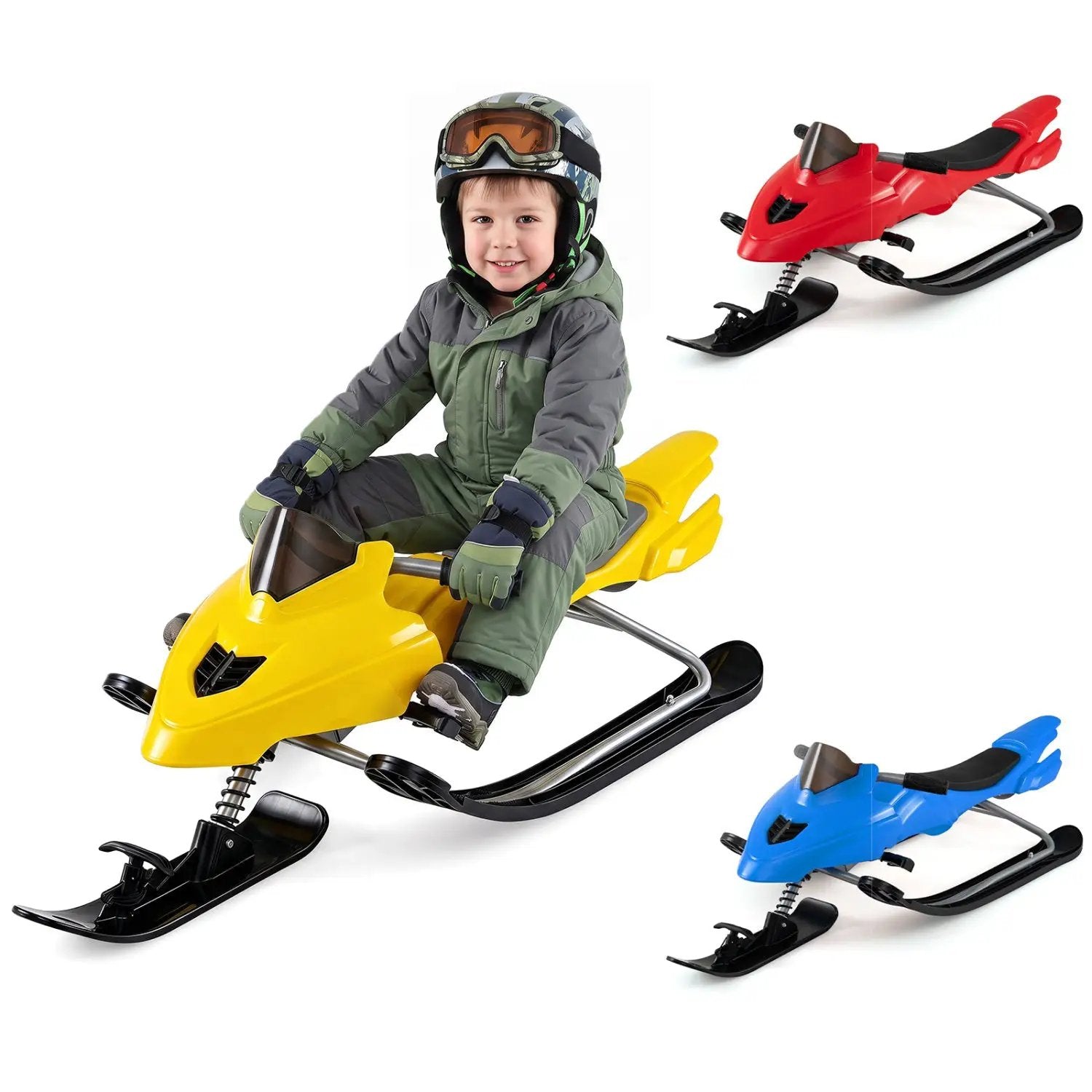 Snow Racer Sled with Brakes and Steering Handle for Kids by DirectDeals