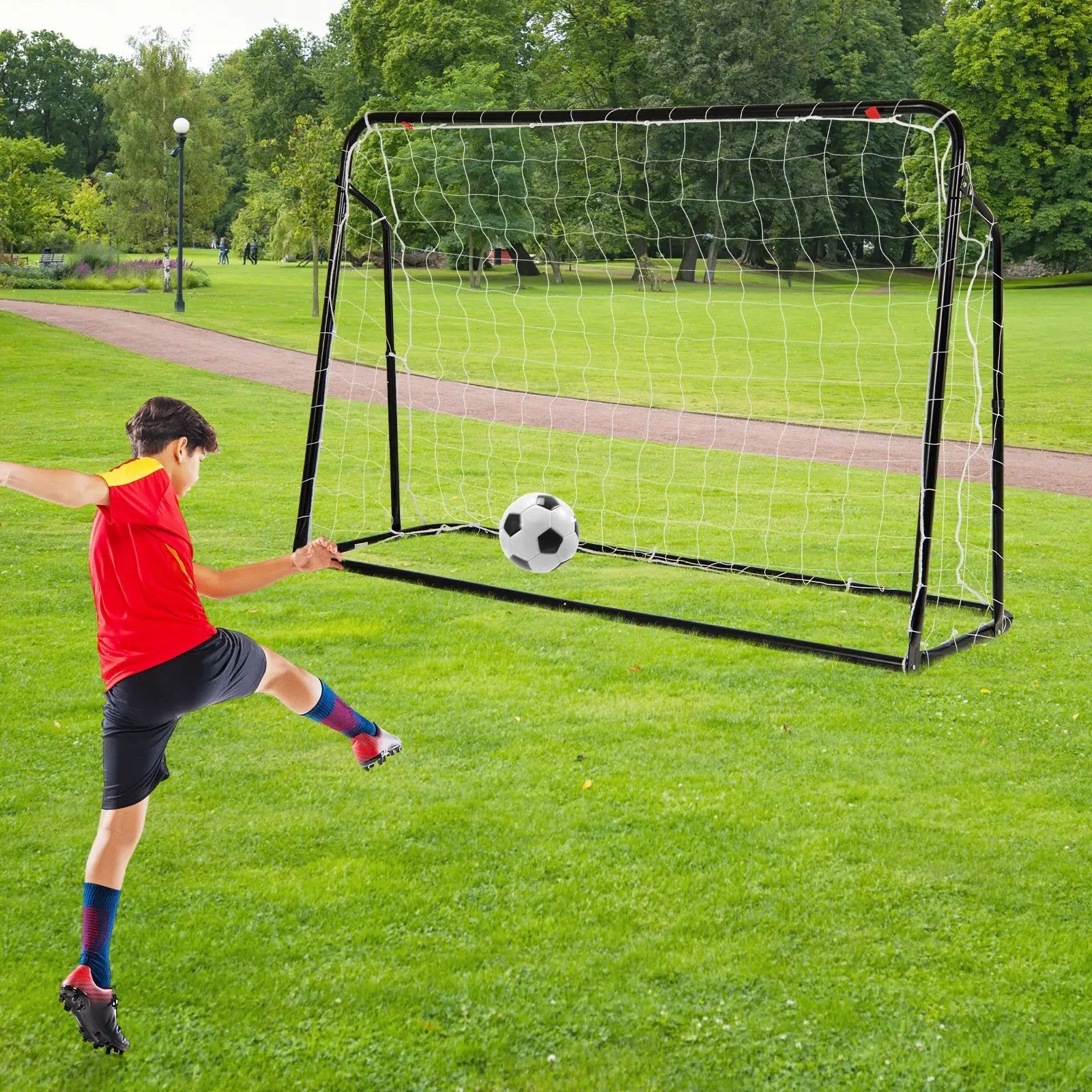 2-in-1 Kids Soccer Rebounder and Soccer Goal with Adjustable Height by DirectDeals